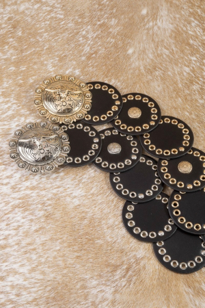 Gold Circle Grommet Concho Wide Belt