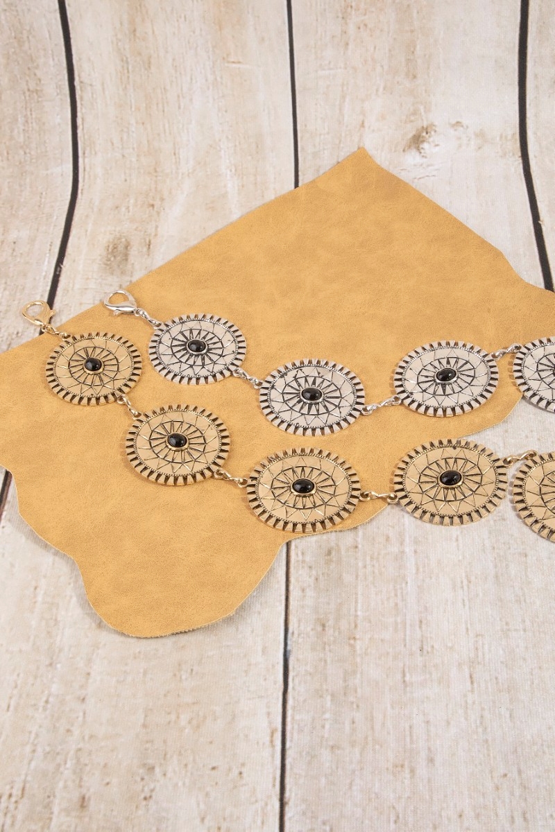 Stone Sunburst Concho Chain Belt