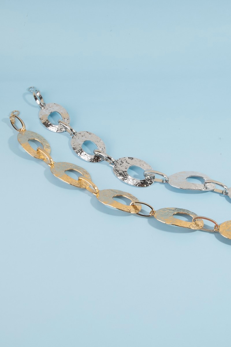 Hammered Open Oval Link Chain Belt