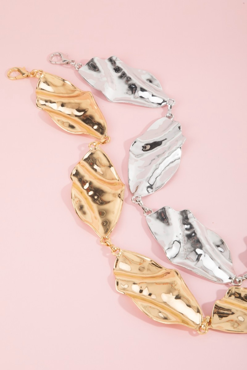 Hammered Leaf Link Chain Belt