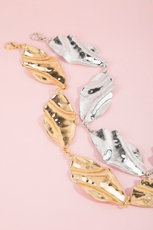 Hammered Leaf Link Chain Belt