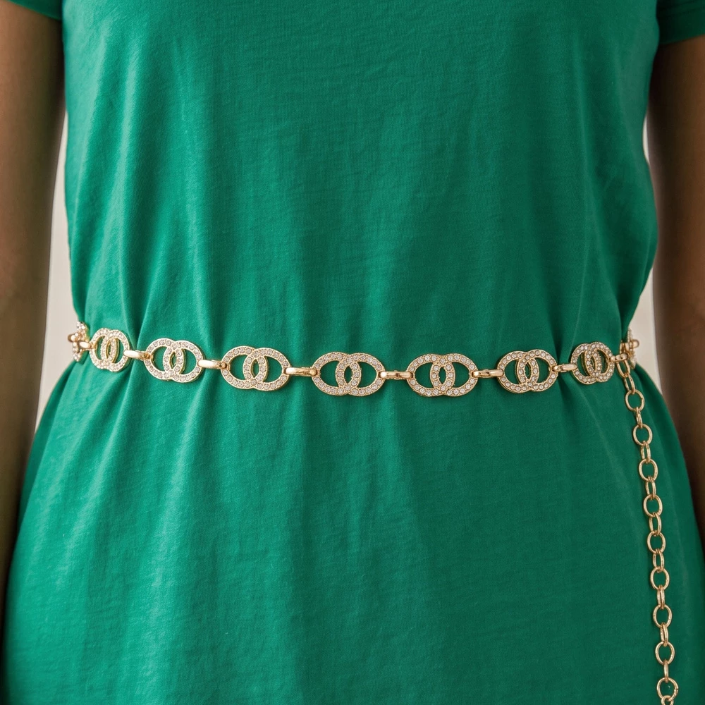 Crystal Pave Mariner Link Chain Belt