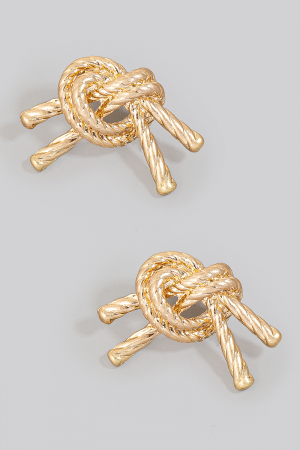 Solid Metallic Rope Knot Stud Earrings