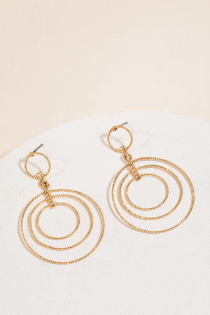 Layered Textured Hoop Dangle Earrings