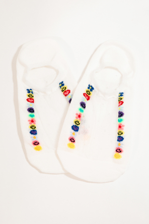 White See Through Emoji Lined Low Rise Socks