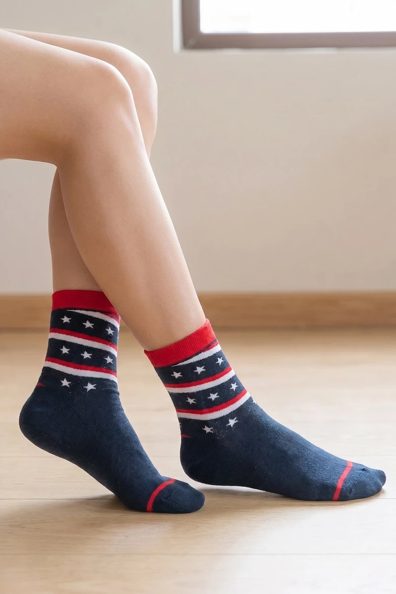 Navy Stars And Stripes Crew Socks