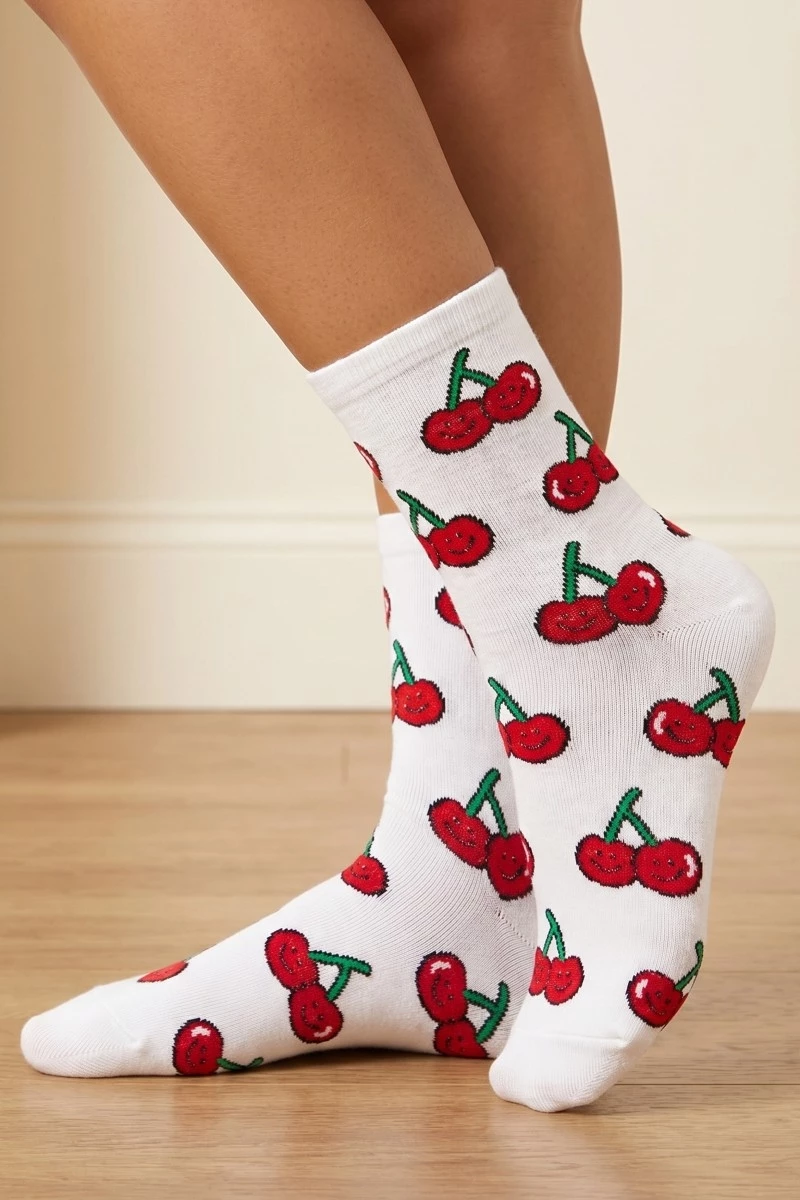 Smiley Face Cherry Socks