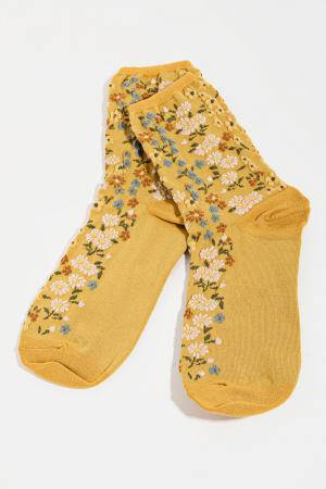 Yellow Multi Flower Pattern Socks