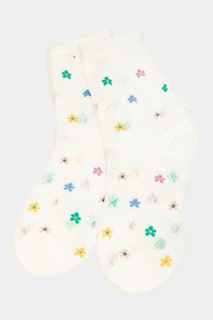 White Flower Print Pattern Socks