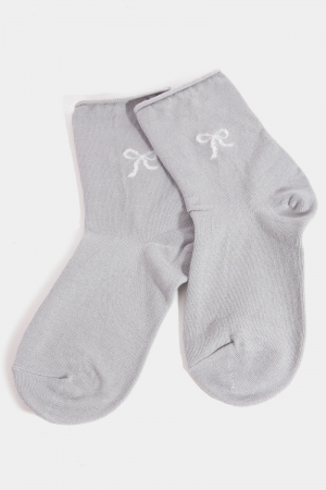 Sparkling Ribbon Bow Engraved Gray Socks