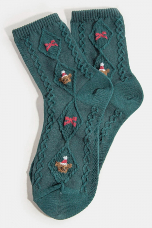 Embroidered Christmas Reindeer Socks