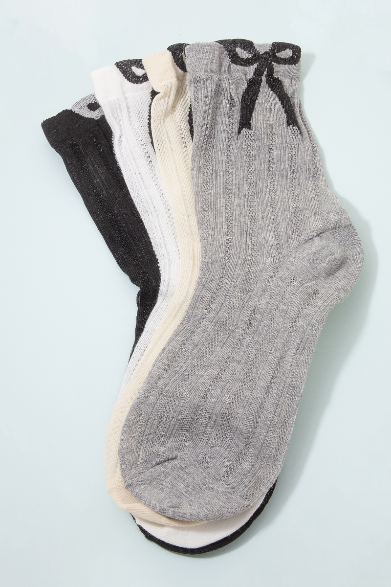 Embroidered Ribbon Bow Socks