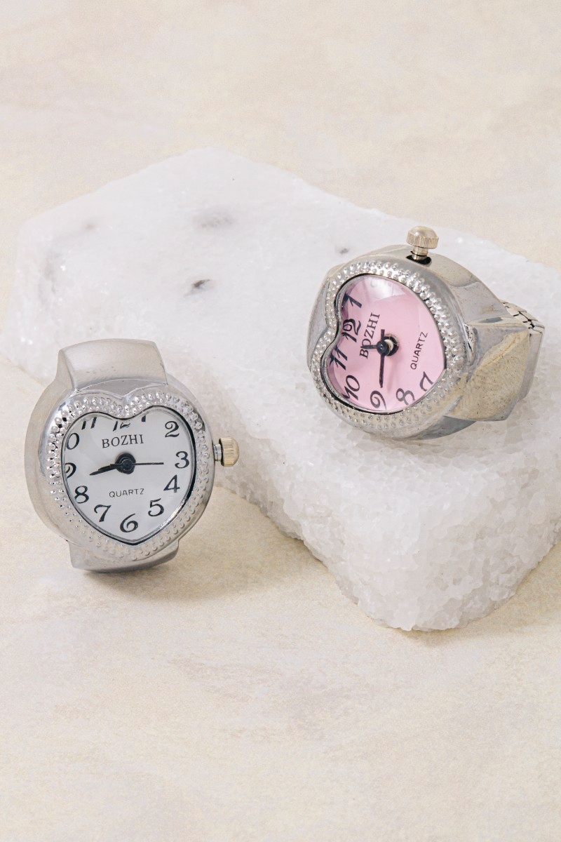 Stainless Steel Heart Ring Watch