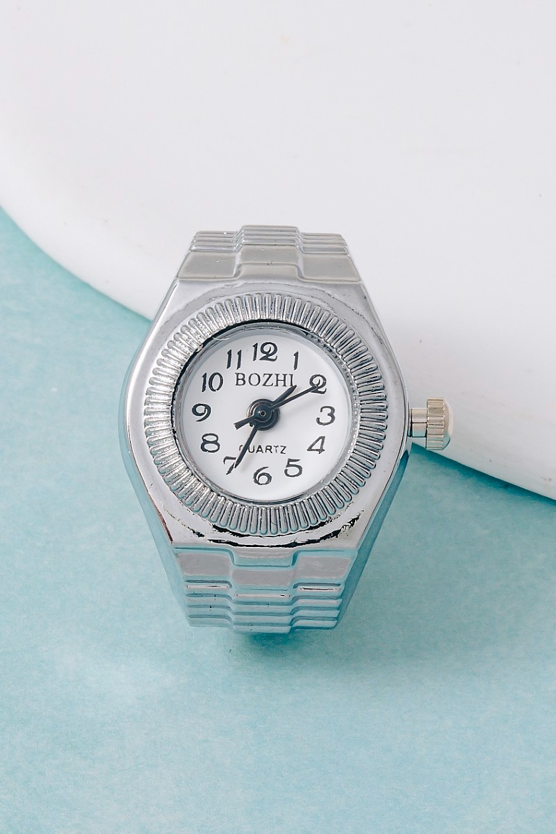 Stainless Steel Heart Shaped Ring Watch