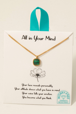 Stainless Steel Malachite Stone Pendant Necklace