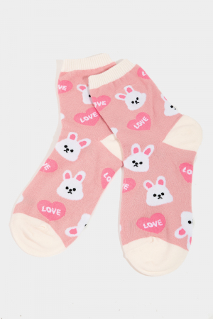 Bunny Heart Love Print Socks