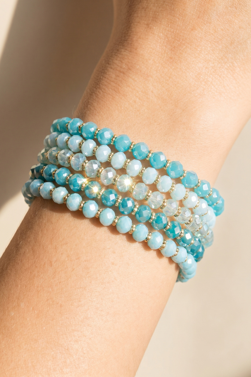 Faceted Crystal Glass Bead Bracelet Set