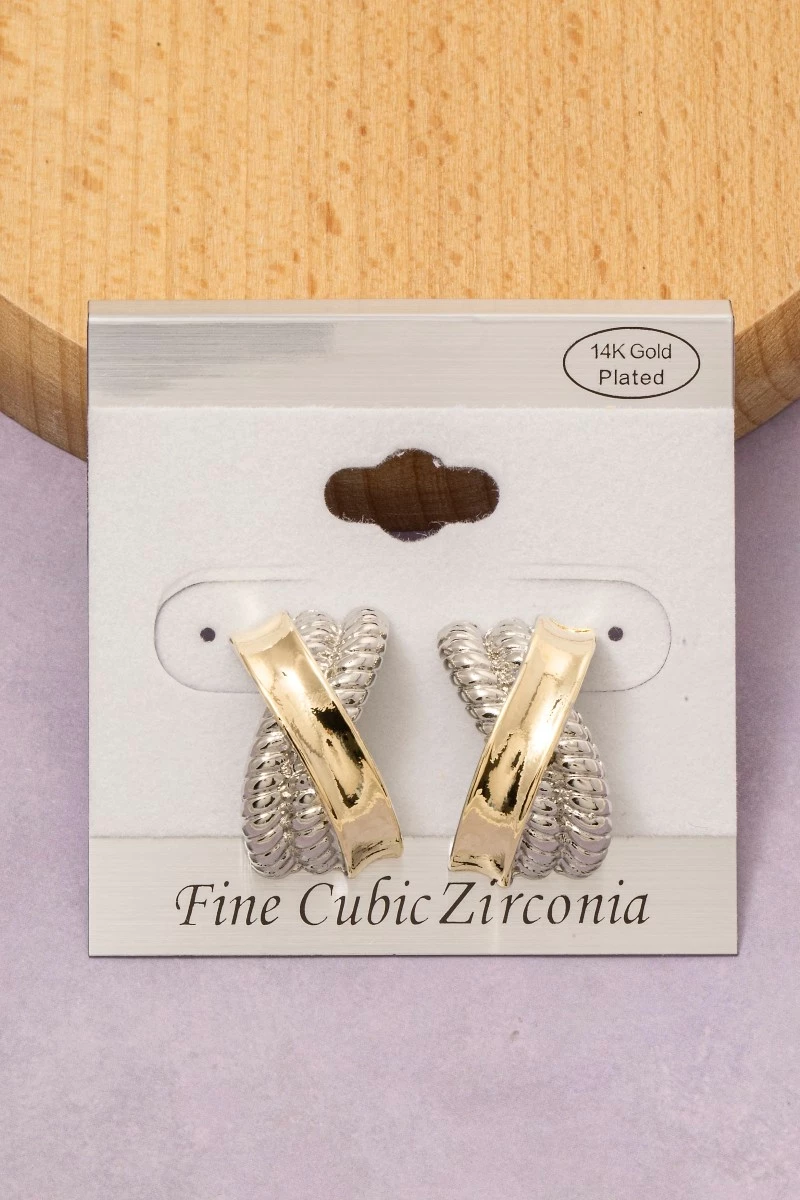 Gold Dipped Two Tone X Twist Earrings