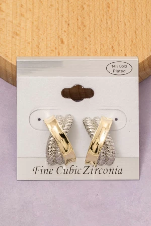 Gold Dipped Two Tone X Twist Earrings