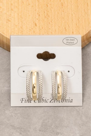 Gold Dipped Two Tone Layer Rope Pattern Drop Earrings