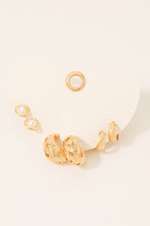 Mixed Texture Hoop Earrings Set