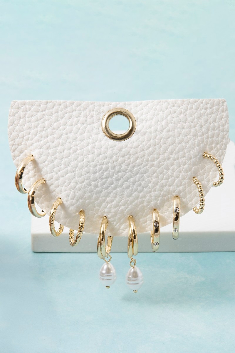 Mixed Metallic Hoop Earrings Set