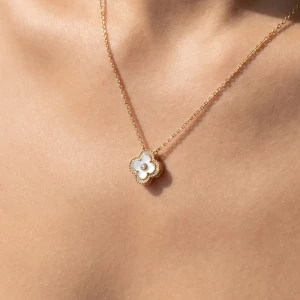 Mother Of Pearl Clover Pendant Necklace