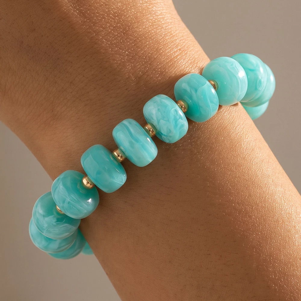 Marbled Barrel Bead Stretch Bracelet