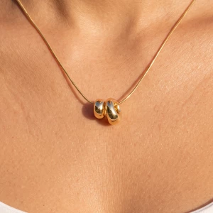 Dainty Snake Chain Necklace With Organic Ring Beads