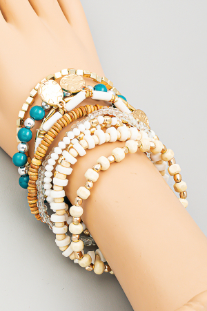 Assorted Multi Bead Coin Bracelet Set