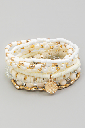 Assorted Disc Bead Stackable Bracelet Set
