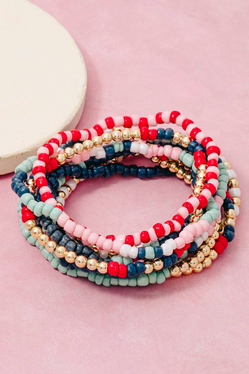 Mixed Colored Seed Beaded Bracelet Set