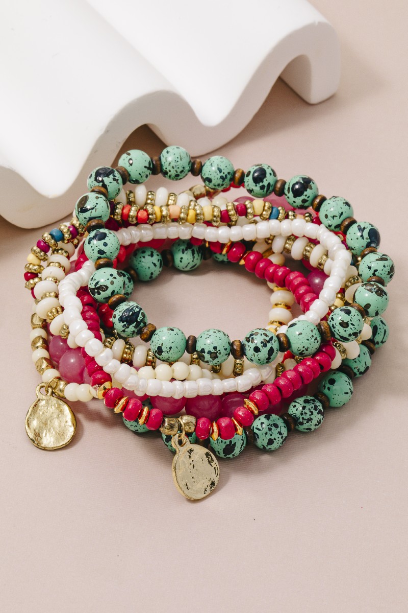 Assorted Bead Types Beaded Bracelet Set