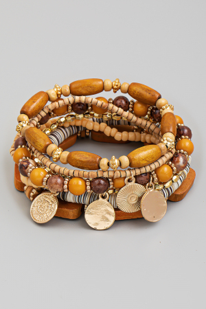 Mixed Brown Tones Beaded Bracelet Set