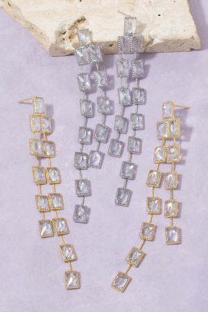 Faceted Baguettes Chain Dangle Earrings